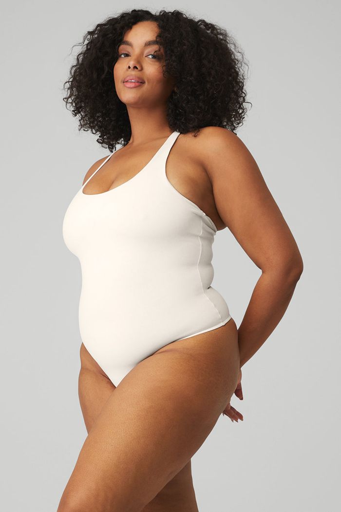 Alo Yoga Sleek Back Women's Bodysuit White | 50OVZCMTJ