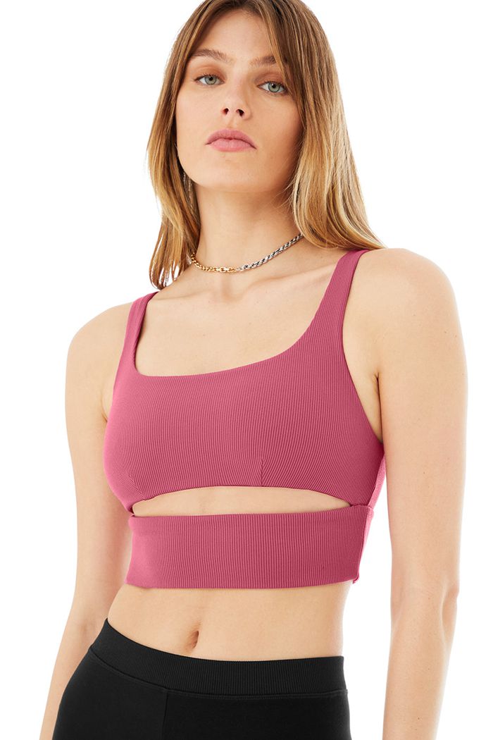 Alo Yoga Slit Women's Bras Purple | 40JCUGLOK