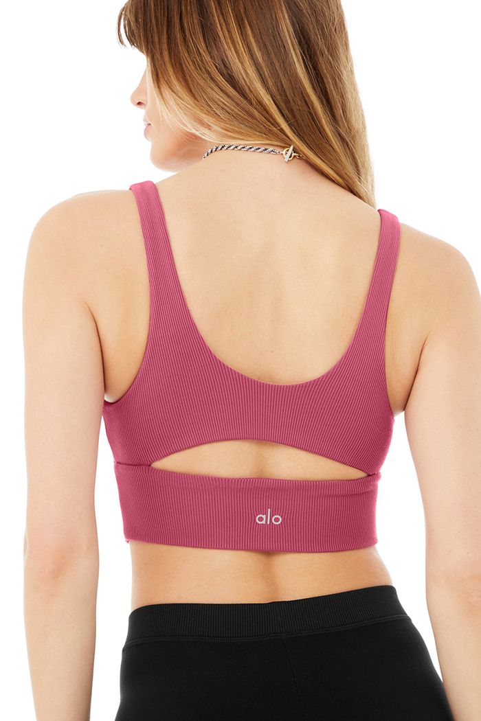 Alo Yoga Slit Women's Bras Purple | 40JCUGLOK