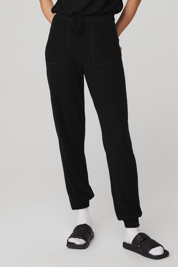 Alo Yoga Soho Sweat Women\'s Pants Black | 54AORZFIS