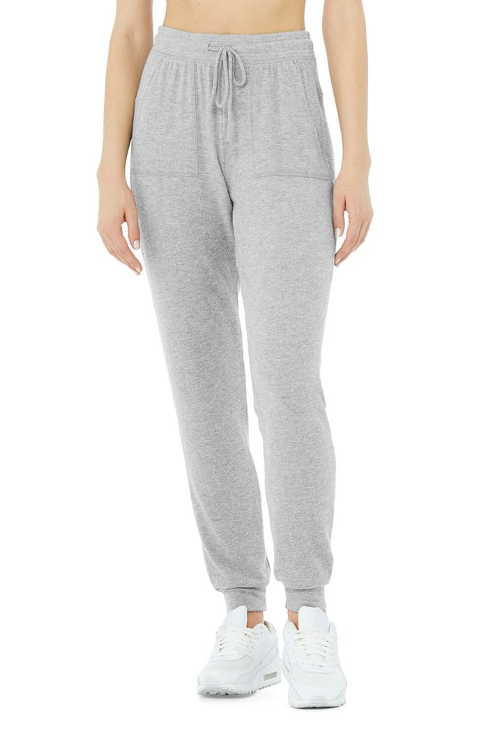 Alo Yoga Soho Sweat Women\'s Pants Grey | 48EHLBOVI