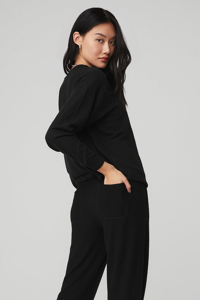 Alo Yoga Soho Women's Pullover Black | 54QZYUILV