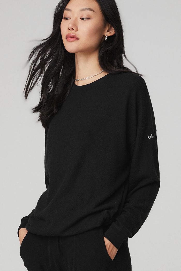 Alo Yoga Soho Women's Pullover Black | 54QZYUILV