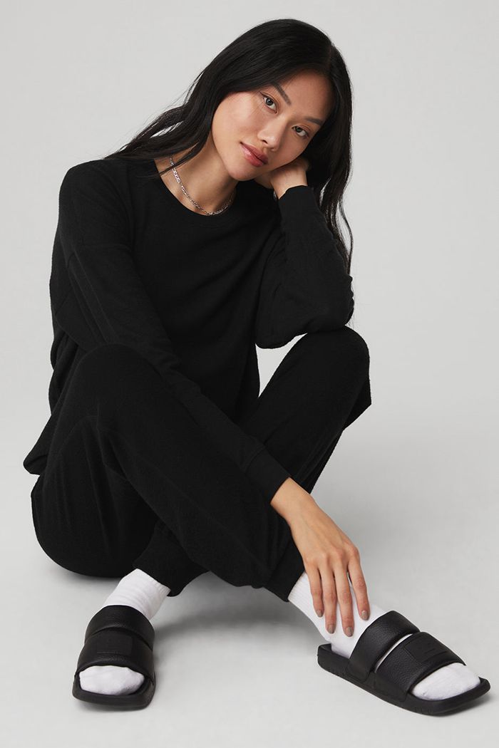 Alo Yoga Soho Women's Pullover Black | 54QZYUILV