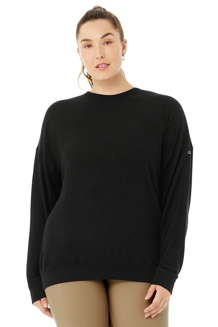 Alo Yoga Soho Women's Pullover Black | 54QZYUILV