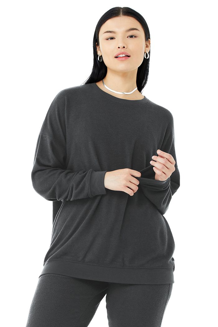 Alo Yoga Soho Women's Pullover Dark Grey | 60MIJPGYU