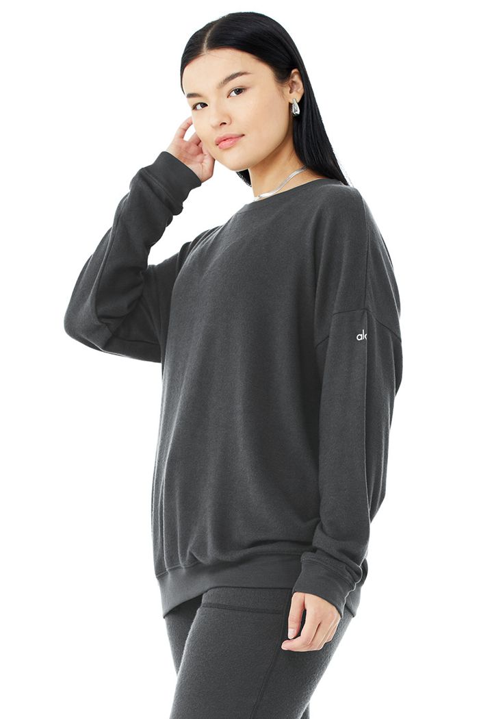 Alo Yoga Soho Women's Pullover Dark Grey | 60MIJPGYU