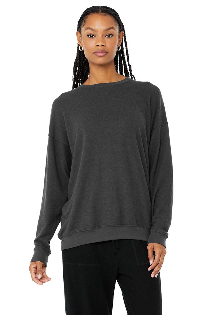 Alo Yoga Soho Women\'s Pullover Dark Grey | 60MIJPGYU