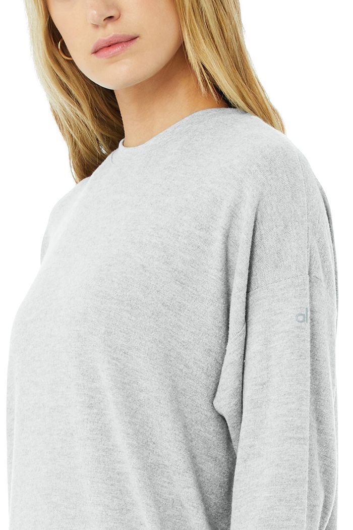 Alo Yoga Soho Women\'s Pullover Grey | 68CXLUTGE