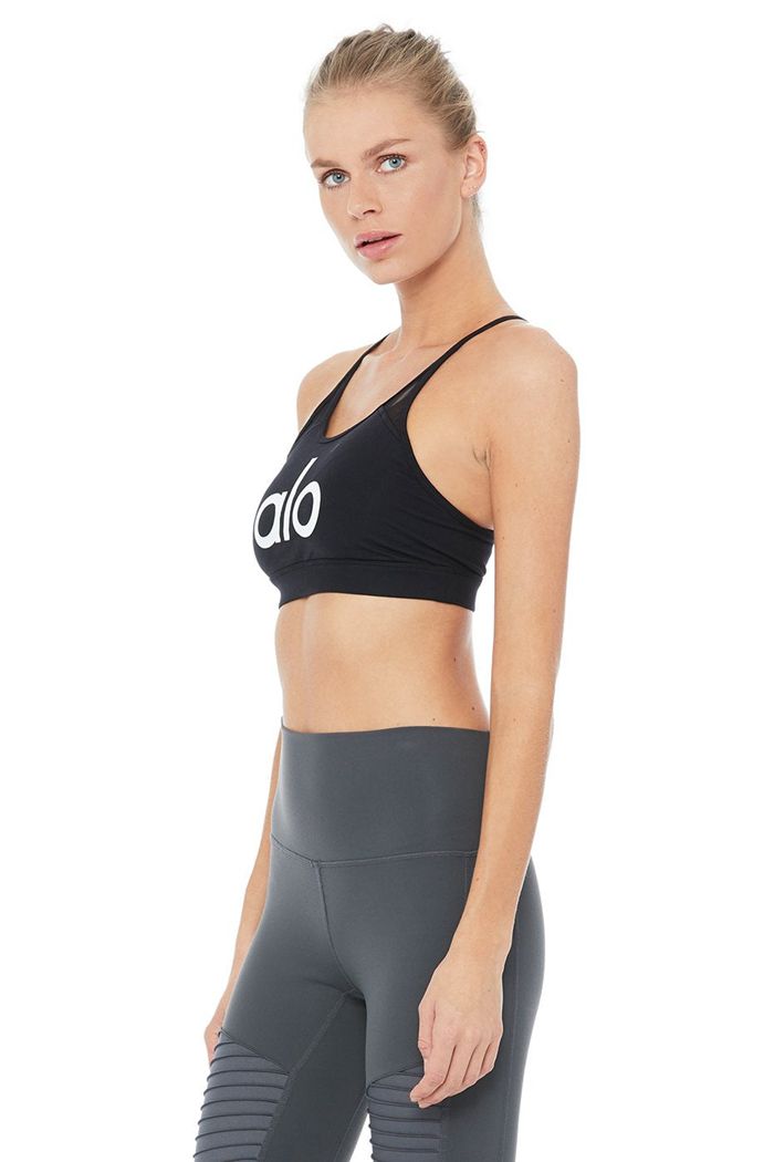 Alo Yoga Starlet Women's Bras Black White | 53NKZMBIV