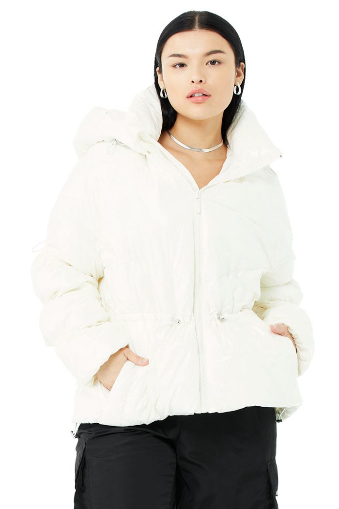 Alo Yoga Stunner Puffer Women's Jackets White | 03KIPCLYM