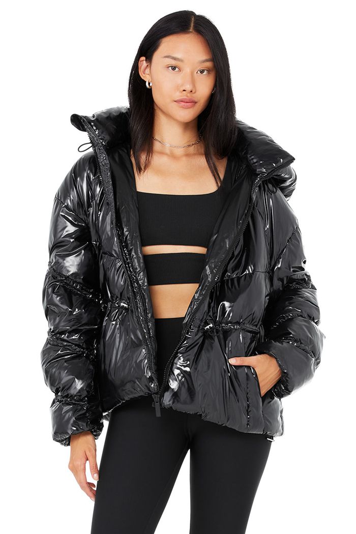 Alo Yoga Stunner Puffer Women's Jackets Black | 89QZOFBAG