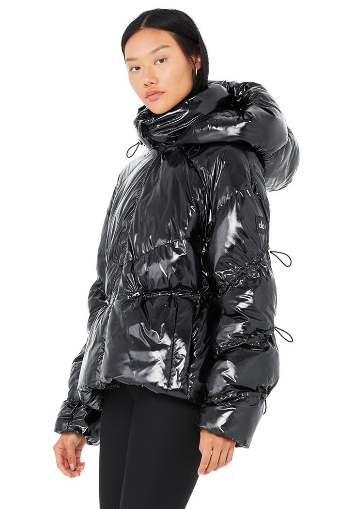 Alo Yoga Stunner Puffer Women's Jackets Black | 89QZOFBAG