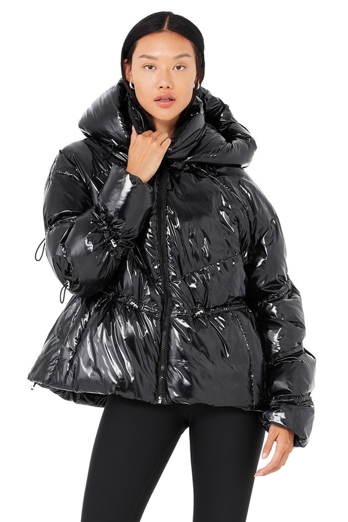 Alo Yoga Stunner Puffer Women\'s Jackets Black | 89QZOFBAG