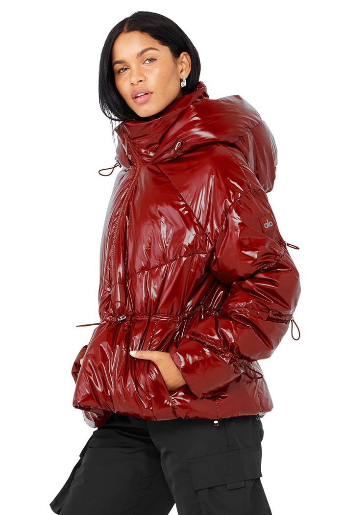 Alo Yoga Stunner Puffer Women's Jackets Red | 98XVSLKIN