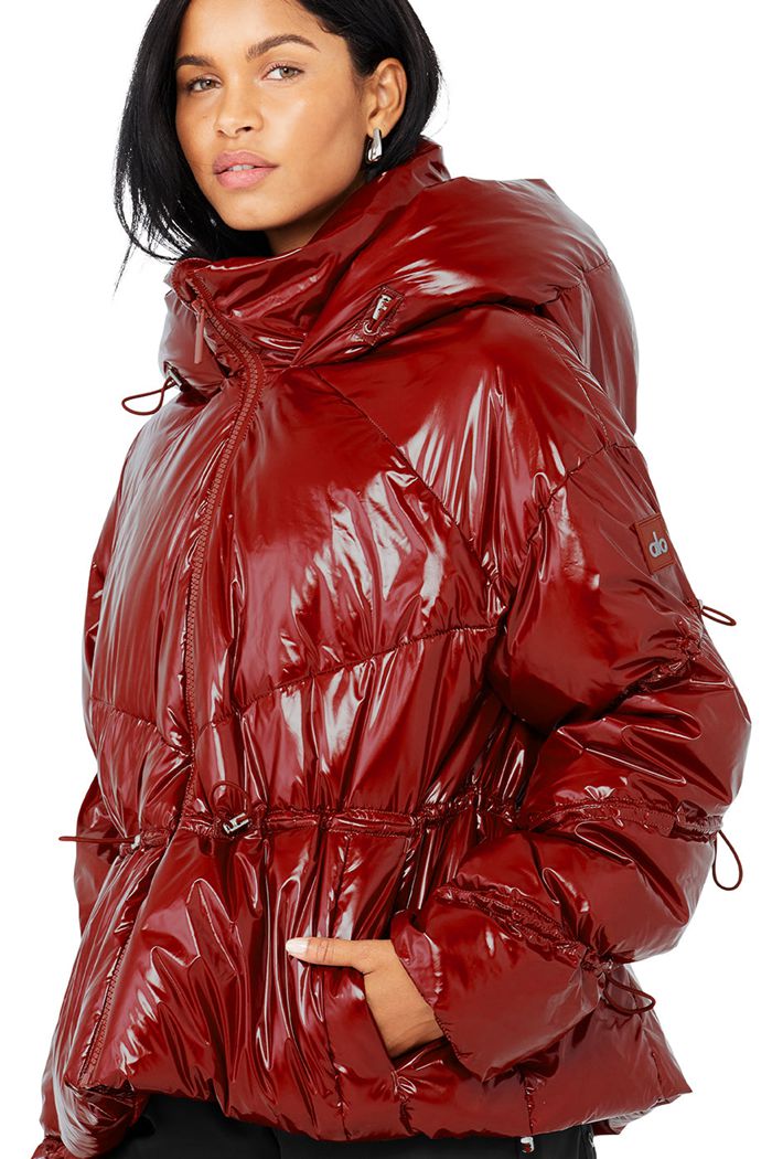 Alo Yoga Stunner Puffer Women's Jackets Red | 98XVSLKIN