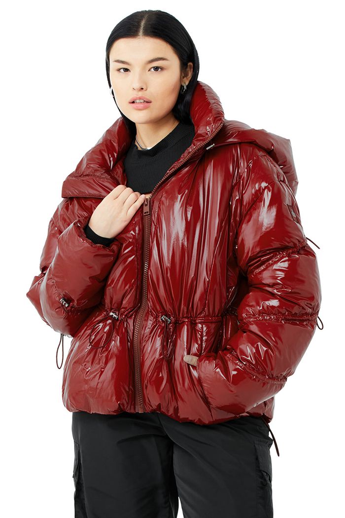 Alo Yoga Stunner Puffer Women's Jackets Red | 98XVSLKIN