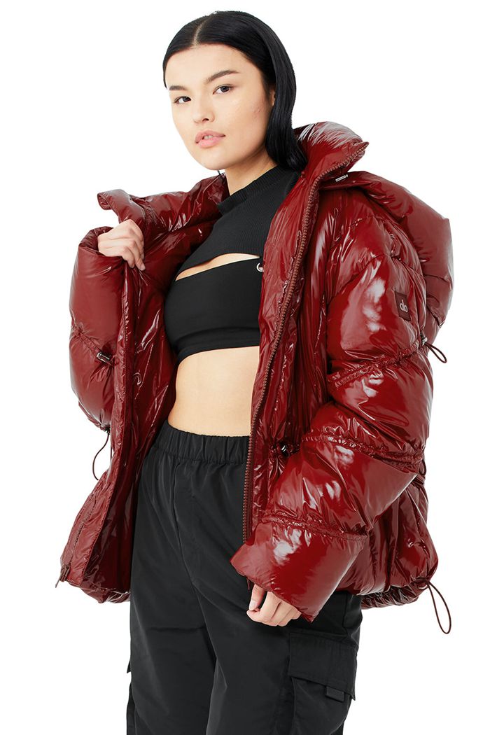 Alo Yoga Stunner Puffer Women's Jackets Red | 98XVSLKIN