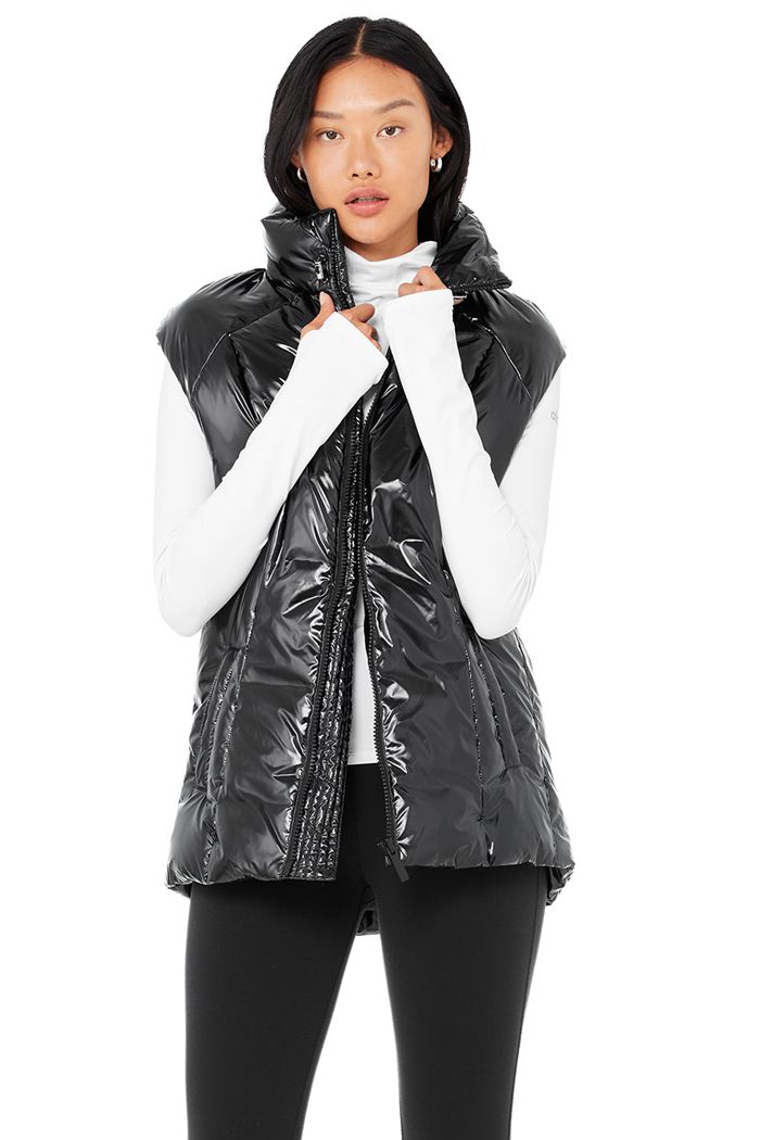 Alo Yoga Stunner Puffer Women's Vest Black | 57YEPJGTZ