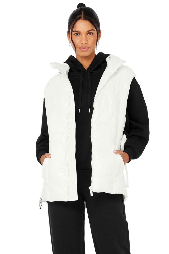 Alo Yoga Stunner Puffer Women's Vest White | 48WAZIVSH