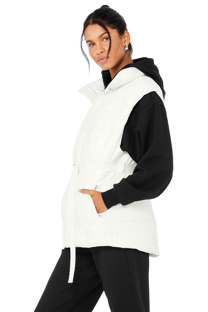 Alo Yoga Stunner Puffer Women's Vest White | 48WAZIVSH