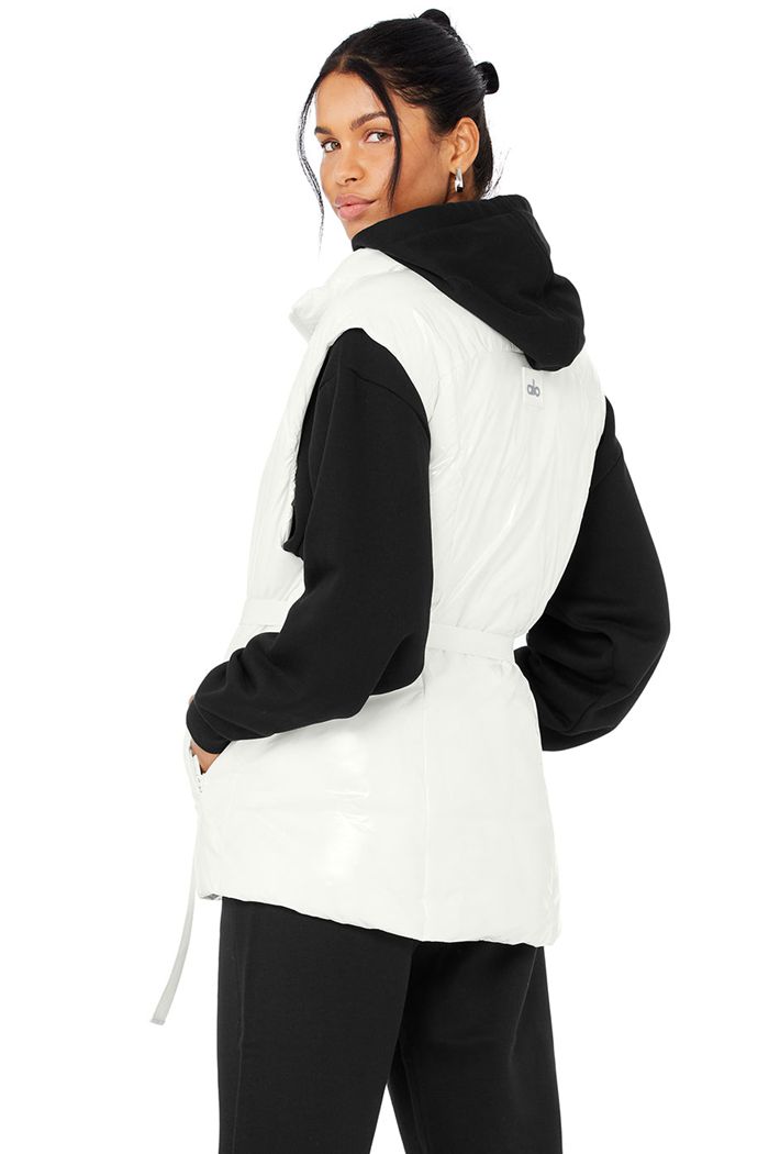 Alo Yoga Stunner Puffer Women's Vest White | 48WAZIVSH