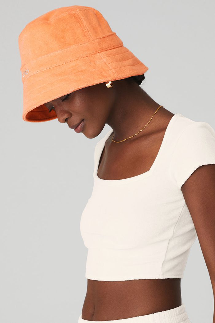 Alo Yoga Terry Beachside Bucket Women's Hats Orange | 12UDGAJKV