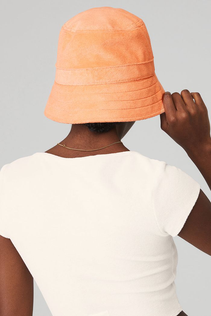 Alo Yoga Terry Beachside Bucket Women's Hats Orange | 12UDGAJKV