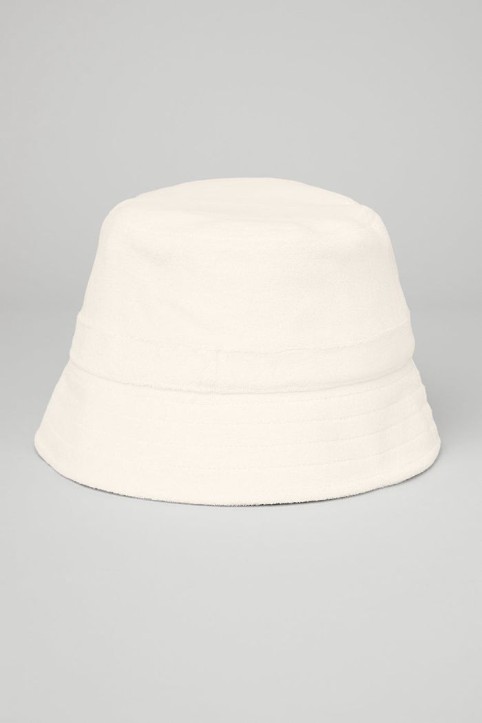 Alo Yoga Terry Beachside Bucket Women's Hats White | 58JOAMYHT