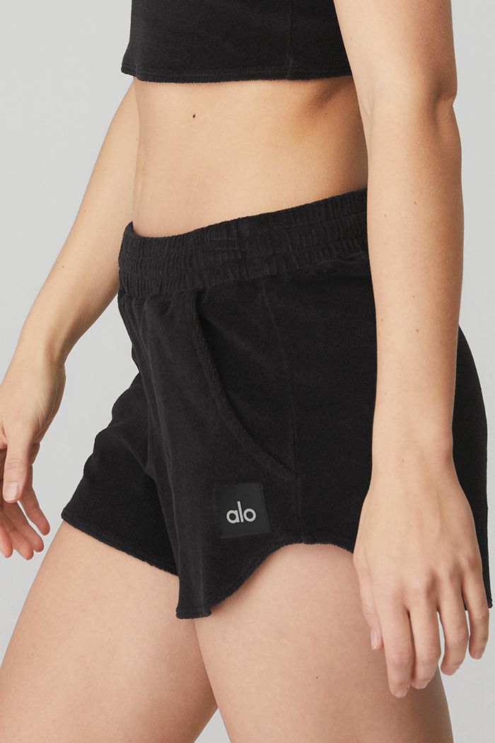 Alo Yoga Terry High-Waist Beachside Women's Short Black | 36CFTSOIA