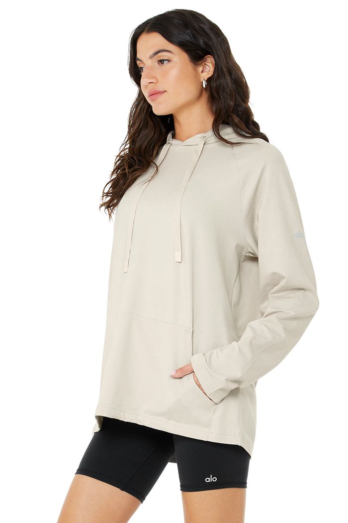 Alo Yoga The Conquer Women's Hoodie Beige | 69IDZHPBK