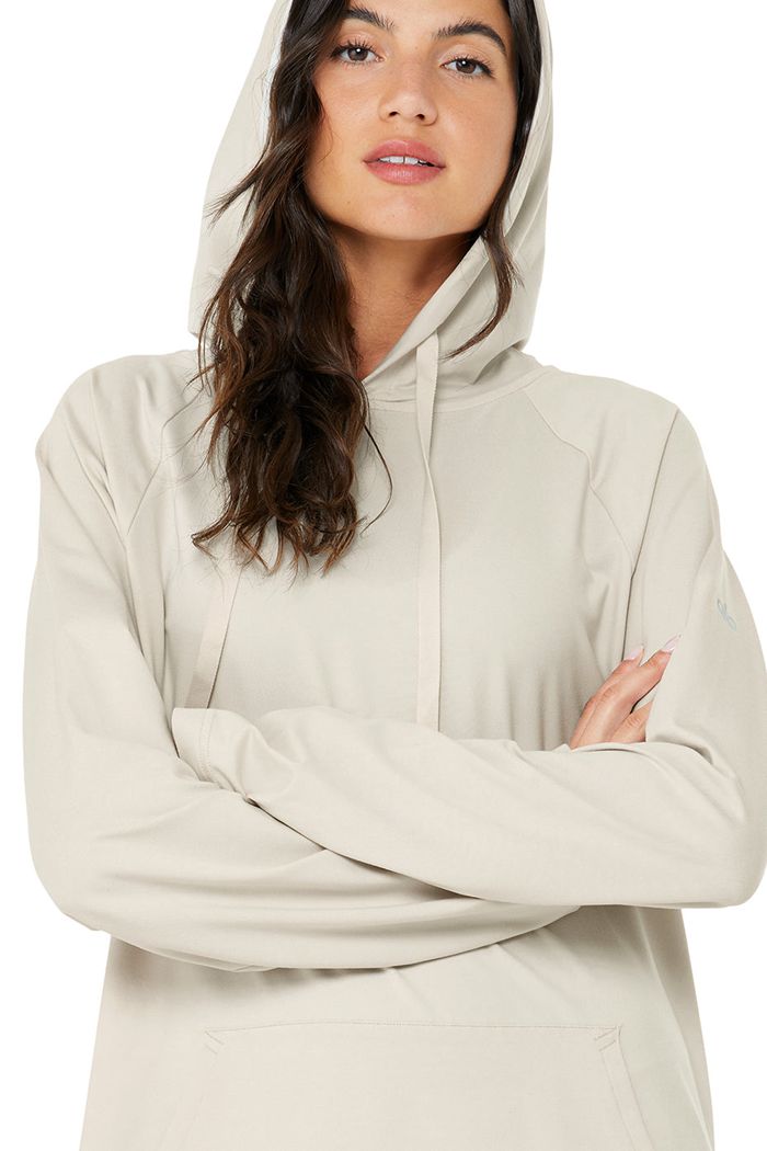 Alo Yoga The Conquer Women's Hoodie Beige | 69IDZHPBK