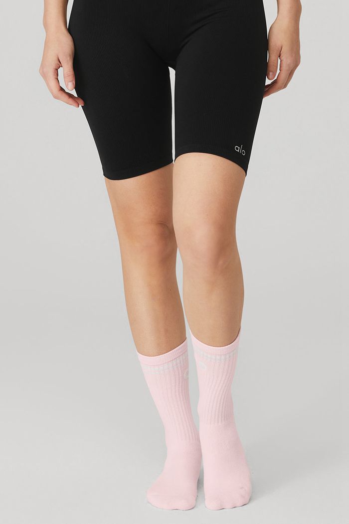 Alo Yoga Throwback Barre Women's Socks Pink White | 83RLFUMVE