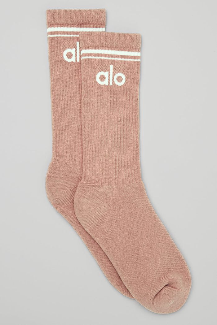 Alo Yoga Throwback Men\'s Socks Pink | 59QFSXZPE