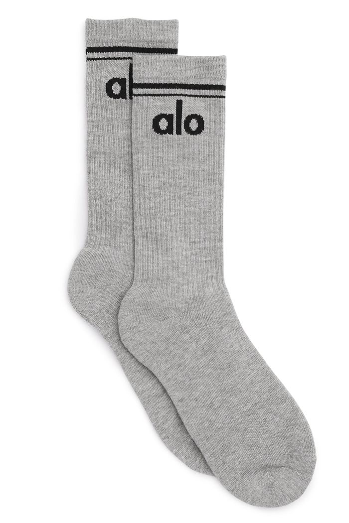 Alo Yoga Throwback Women\'s Socks Grey Black | 28IGJYEMK