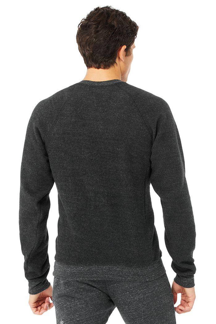 Alo Yoga Triumph Crew Neck Sweatshirt Men's Long Sleeve Grey Black | 05QFYGCMA