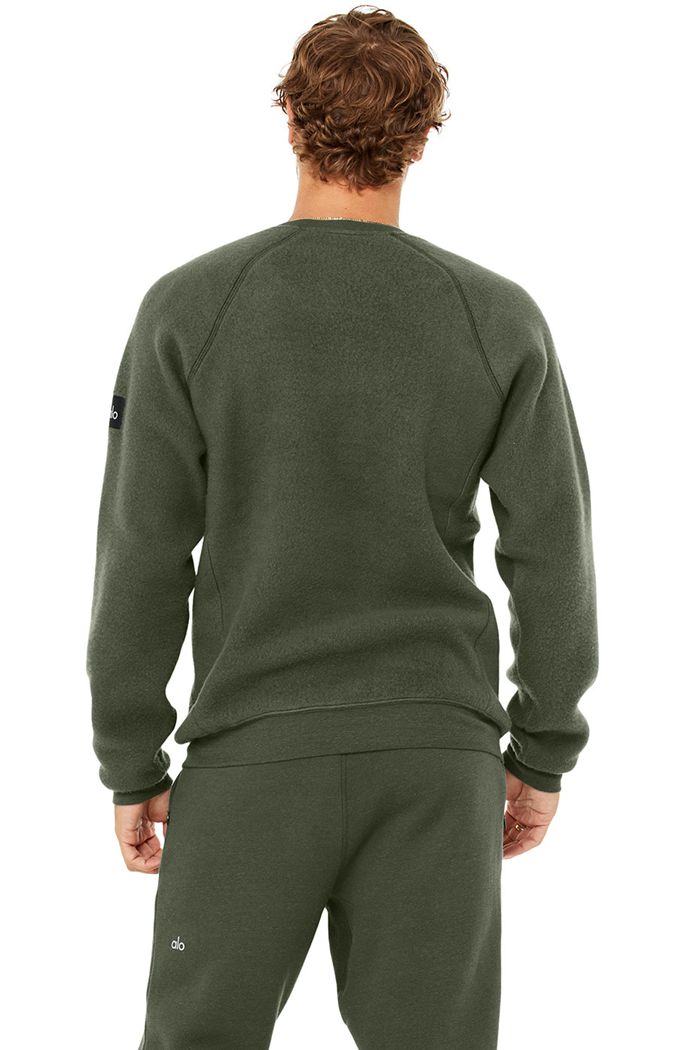 Alo Yoga Triumph Crew Neck Sweatshirt Men's Long Sleeve Dark Green | 65XUQPVAS