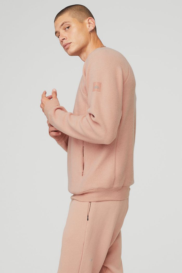 Alo Yoga Triumph Crew Neck Sweatshirt Men's Long Sleeve Pink | 80VNHOFZT