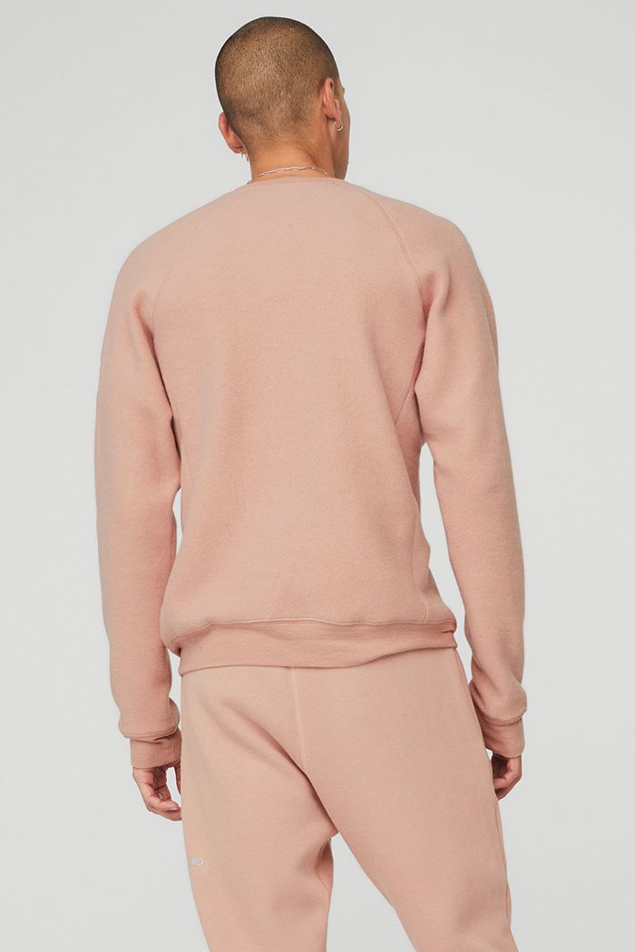 Alo Yoga Triumph Crew Neck Sweatshirt Men's Long Sleeve Pink | 80VNHOFZT