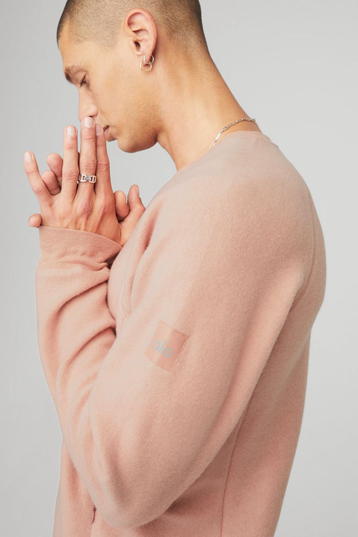 Alo Yoga Triumph Crew Neck Sweatshirt Men's Long Sleeve Pink | 80VNHOFZT