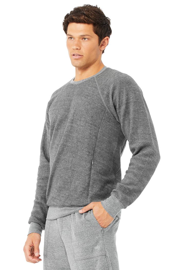 Alo Yoga Triumph Crew Neck Sweatshirt Men's Long Sleeve Grey | 83DUQTOCP