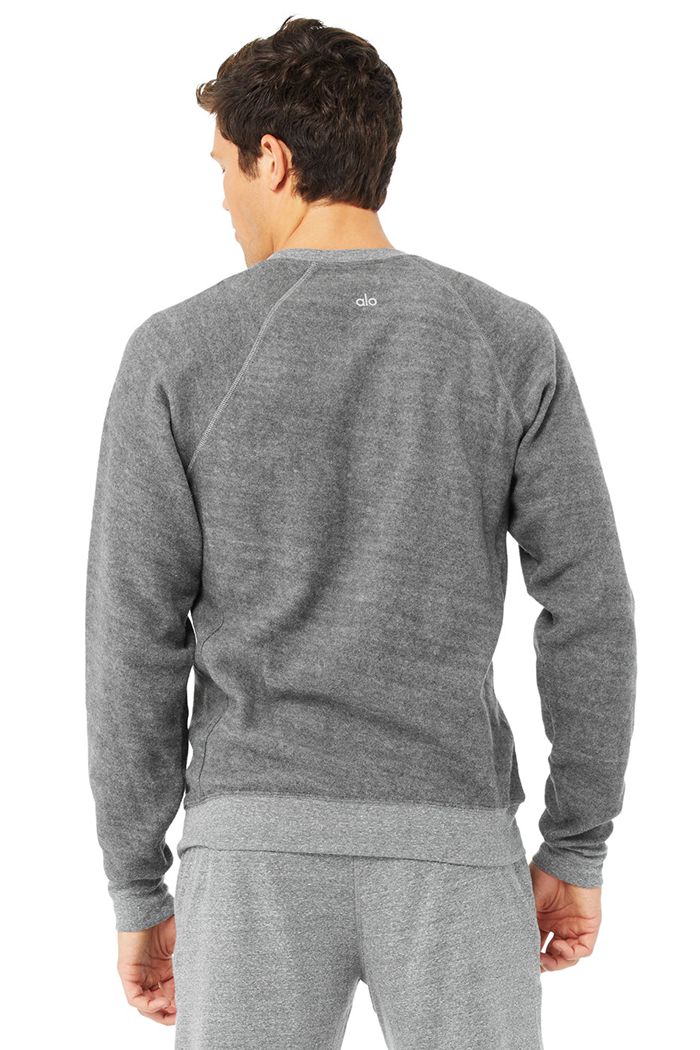 Alo Yoga Triumph Crew Neck Sweatshirt Men's Long Sleeve Grey | 83DUQTOCP