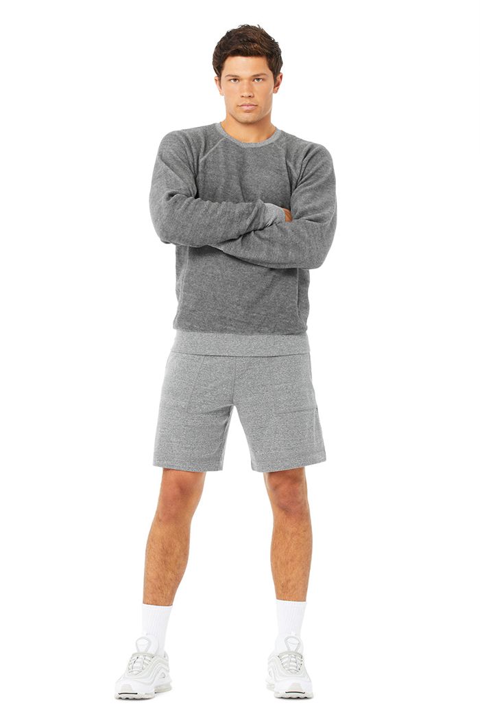 Alo Yoga Triumph Crew Neck Sweatshirt Men's Long Sleeve Grey | 83DUQTOCP