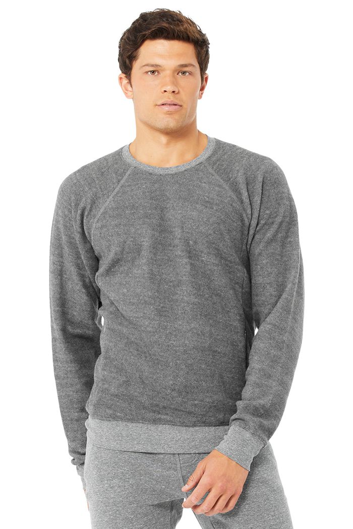 Alo Yoga Triumph Crew Neck Sweatshirt Men\'s Long Sleeve Grey | 83DUQTOCP