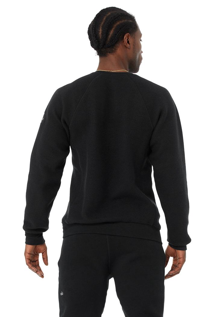 Alo Yoga Triumph Crew Neck Sweatshirt Men's Long Sleeve Black | 87BFAKINM