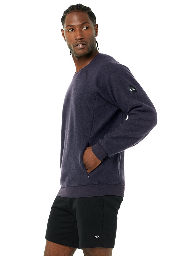 Alo Yoga Triumph Crew Neck Sweatshirt Men's Long Sleeve Black | 91TIKBNVM