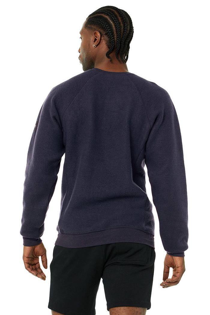 Alo Yoga Triumph Crew Neck Sweatshirt Men's Long Sleeve Black | 91TIKBNVM