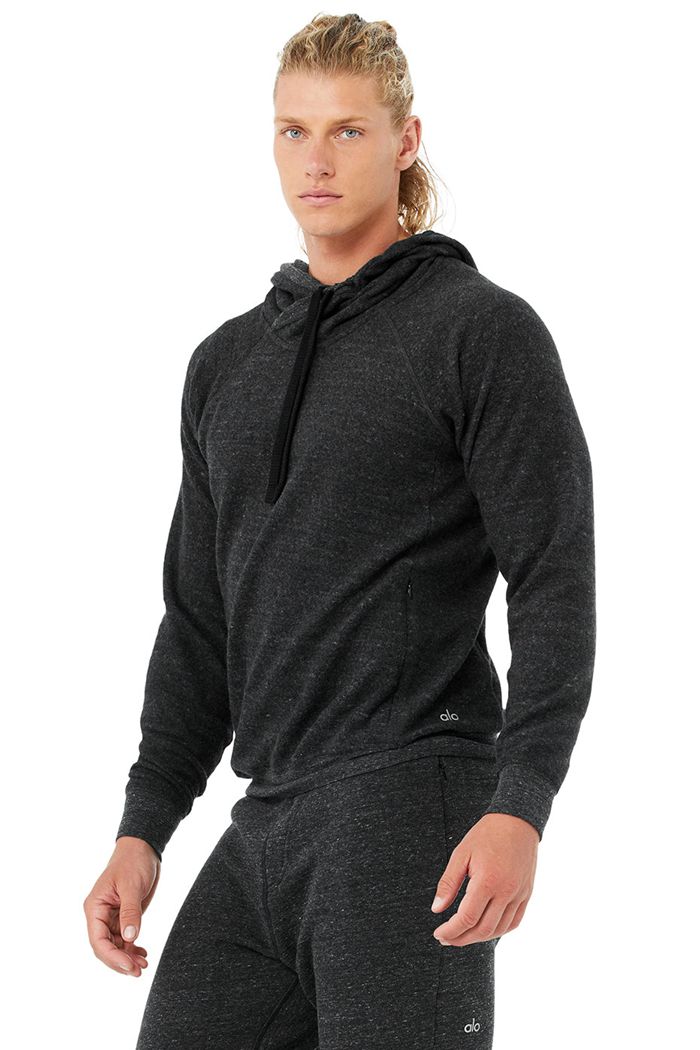 Alo Yoga Triumph Men's Hoodie Grey Black | 48BHUXTRM