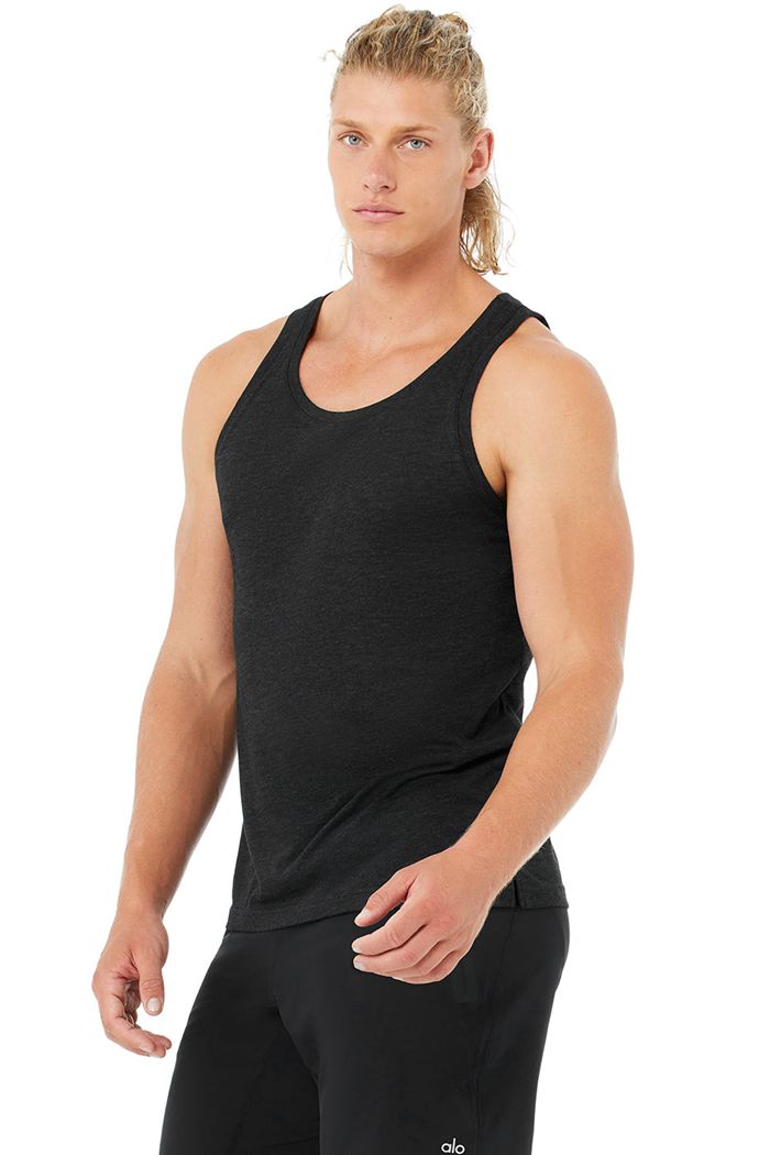 Alo Yoga Triumph Men's Vest Black | 31VMPNDOJ