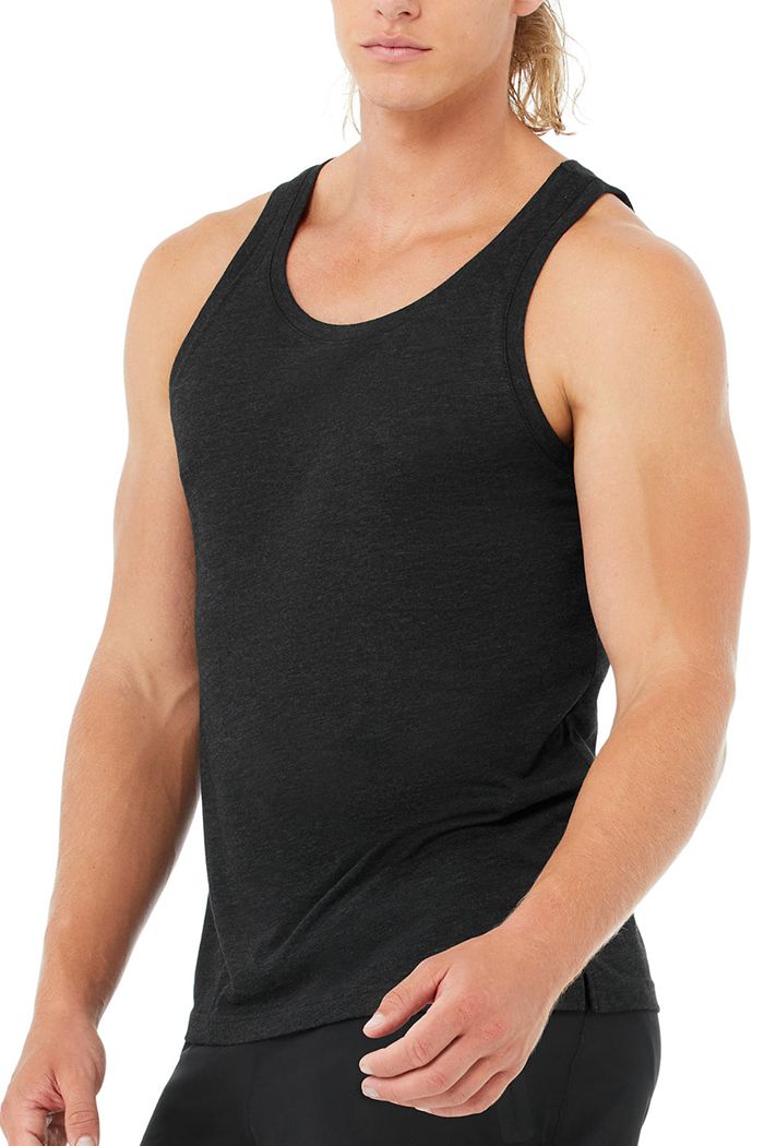 Alo Yoga Triumph Men's Vest Black | 31VMPNDOJ